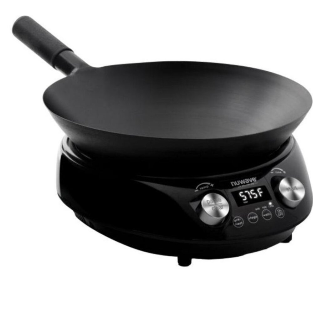 Nuwave Induction Hot Wok with 4Qt Carbon Steel Wok, Glass Lid & Stand New Sealed